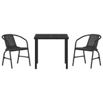 vidaXL Ensemble de salle à manger pour jardin 3 Pièces Noir Poly rotin