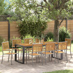vidaXL Ensemble de salle à manger pour jardin 9 Pièces Gris et Bois