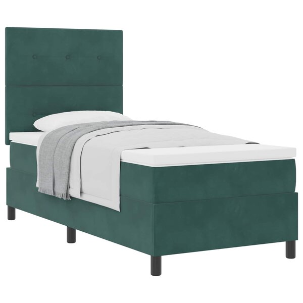 vidaXL Lit à ressorts avec matelas Vert foncé 90 x 190 cm Velours