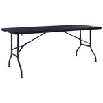 vidaXL Table pliable de jardin Noir 180x75x72 cm PEHD Imitation rotin