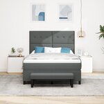 vidaXL Lit avec sommier et matelas & banc gris foncé 140x200 cm tissu