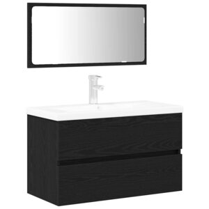 vidaXL Ensemble de mobilier de salle de bain 3 Pièces Chêne noir