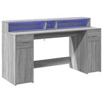 vidaXL Bureau et lumières LED sonoma gris 160x55x91 cm bois ingénierie