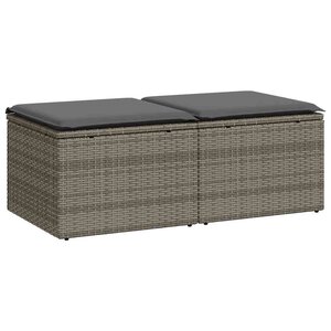 vidaXL Salon de jardin 2 Pièces avec coussins gris résine tressée acacia