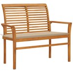 vidaXL Banc de jardin avec coussin beige 112 cm Bois de teck massif