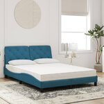 vidaXL Lit avec matelas bleu 120x200 cm velours