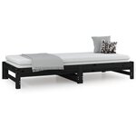 vidaXL Lit coulissant sans matelas noir 2x(90x200) cm