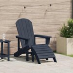 vidaXL Chaise Adirondack avec repose-pieds bleu marine en HDPE