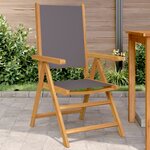 vidaXL Chaises de jardin lot de 2 anthracite bois acacia massif tissu