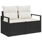 Ensemble de canapé de jardin 6 pièces avec coussins poly rattan noir