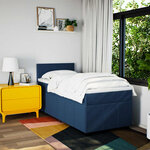 vidaXL Sommier à lattes de lit avec matelas Bleu 100x200 cm Tissu