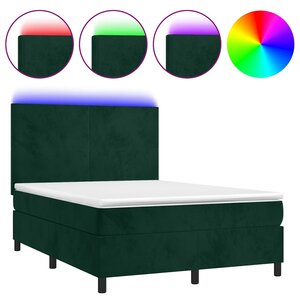 vidaXL Sommier à lattes de lit avec matelas LED Vert foncé 140x200 cm