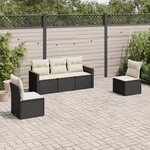 vidaXL Salon de jardin 5 Pièces avec coussins noir résine tressée