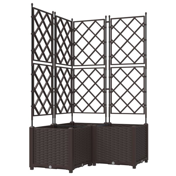 vidaXL Jardinière de Jardin avec Treillis 3 Pièces Brun 80x80x143 cm