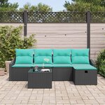 vidaXL Ensemble de Canapés avec coussin 6 Pièces Noir polyrotin