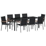 vidaXL Set de salle à manger de jardin 9 pièces en Textilène noir et acier