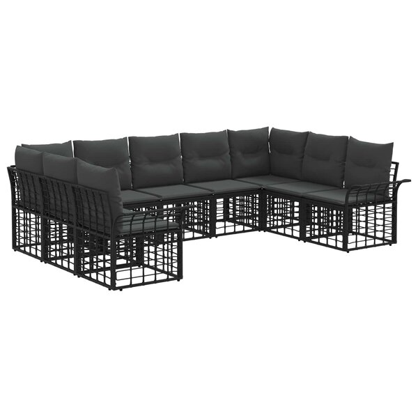 vidaXL Ensemble de canapés d'extérieur 9 Pièces Noir et Gris foncé