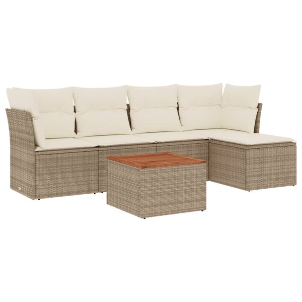 vidaXL Salon de jardin avec coussins 6 Pièces beige résine tressée