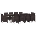 vidaXL Ensemble de Salle à Manger de Jardin 11 Pièces avec Coussins Marron Poly Rattan