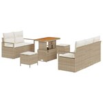 vidaXL Ensemble de canapé de jardin 8 Pièces Beige Poly rotin
