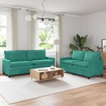 vidaXL Ensemble de Canapés 2 Pièces Turquoise Velours