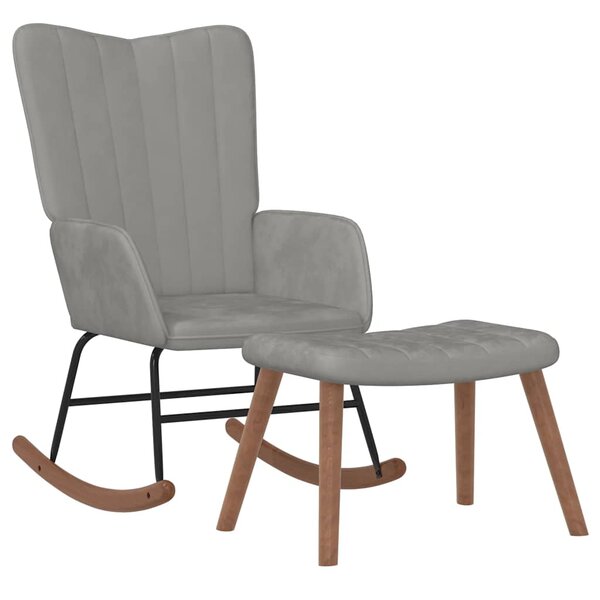 vidaXL Chaise à bascule avec repose-pied Gris clair Velours