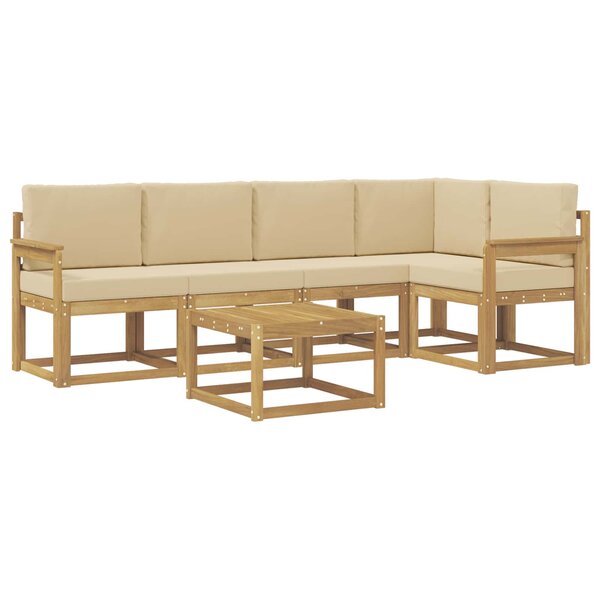 vidaXL Ensemble de canapés d'extérieur 6 pc Blanc et Beige