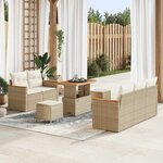 Set de canapé de jardin vidaXL 8 pièces avec coussins beige poly rotin acacia