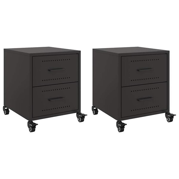 vidaXL Tables de chevet 2 Pièces noir 36x39x43 5 cm acier