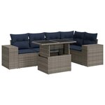 vidaXL Salon de jardin 6 Pièces avec coussins noir résine tressée acacia