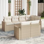 vidaXL Salon de jardin avec coussins 7 Pièces beige résine tressée
