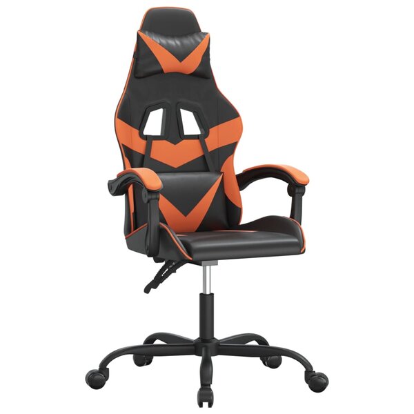 vidaXL Chaise de jeu pivotante Noir et orange Similicuir