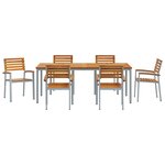 vidaXL Ensemble de salle à manger de jardin 7 pièces en bois d'acacia et métal