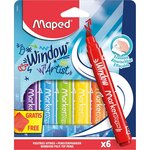 Etui de 6 Marqueurs pour Vitre MARKER'PEPS Window 2mm MAPED