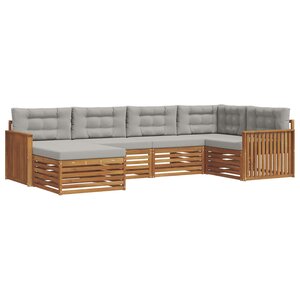 vidaXL Ensemble de canapés d'extérieur 6 pc Gris Naturel et Clair