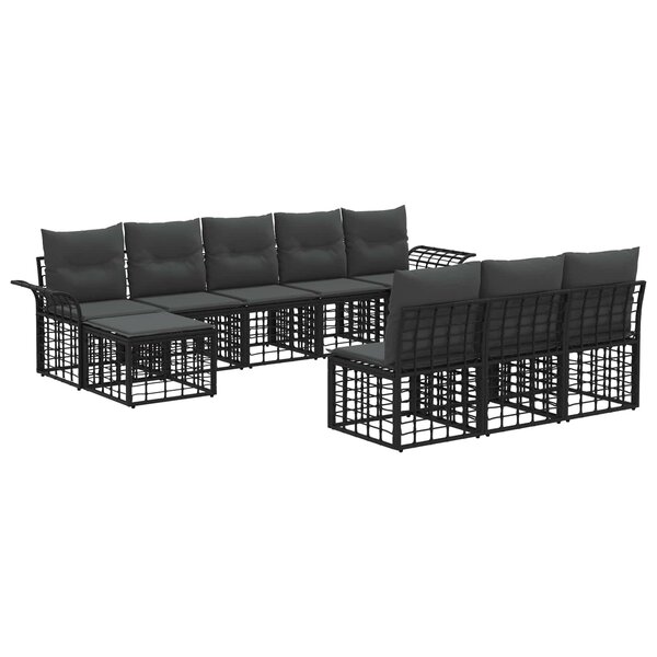vidaXL Ensemble de canapés d'extérieur 9 Pièces Noir et Gris foncé