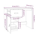 Bureau table poste de travail meuble d'ordinateur informatique étude miel 95 x 50 x 75 cm bois massif de pin brun 02_0023874