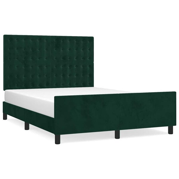 vidaXL Cadre de lit sans matelas vert foncé 140x190 cm velours
