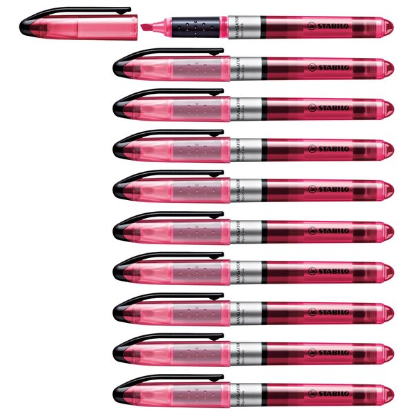Surligneur NAVIGATOR de poche Pointe Biseautée rose x 10 STABILO