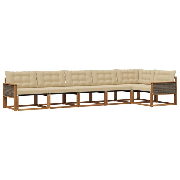 vidaXL Ensemble de canapés d'extérieur 6 pc Naturel et Beige
