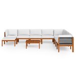 vidaXL Salon de jardin 9 pièces avec coussins bois d'acacia crème et corde