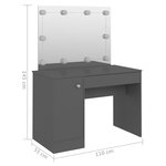 vidaXL Table de maquillage avec éclairage LED 110x55x145 cm MDF Gris
