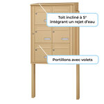 Bloc collectif leabox.com  2x3  grade 3  simple face  Extérieur  fixation sur pieds à sceller   Beige RAL 1001 finition brillante