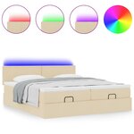 VidaXL Cadre de lit ottoman avec matelas crème 200x200cm tissu