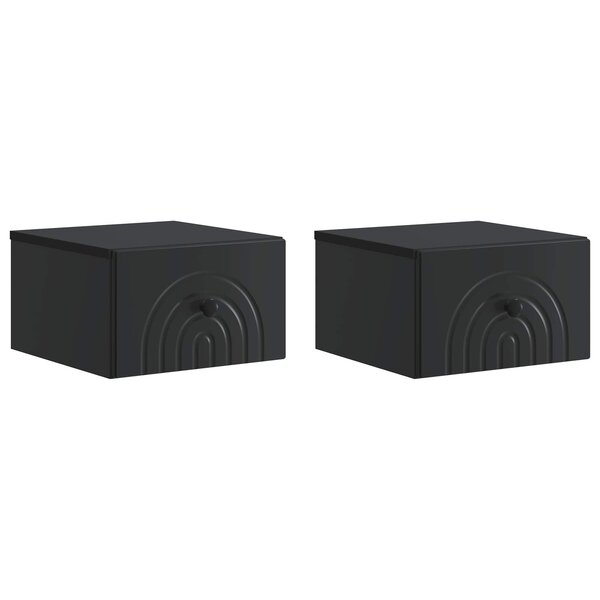 vidaXL Cabinet de chevet mural 2 pc Noir 33 x 34 5 x 20 cm
