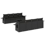 vidaXL Salon de jardin 9 Pièces avec coussins noir résine tressée