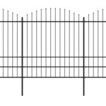 vidaXL Clôture de jardin à dessus en lance Acier (1 75-2)x6 8 m Noir