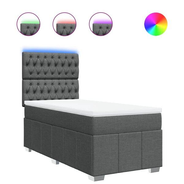 vidaXL Sommier à lattes de lit et matelas Gris foncé 90x190 cm Tissu