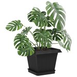 vidaXL Plateau carré à fleurs 6 Pièces Noir 15 x 15 x 2 cm Plastique