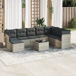 vidaXL Salon de jardin 9 Pièces avec coussins gris clair résine tressée